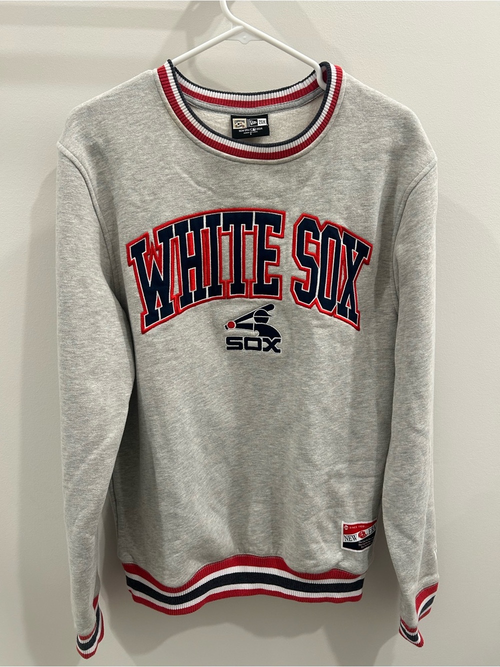 New Era Gray White Sox Club Crewneck Sweatshirt